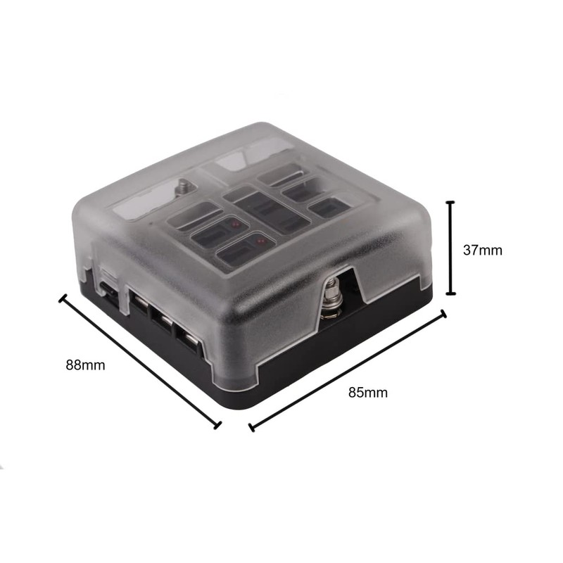 edi-tronic Car Fuse Holder Fuse Box 6-Way with Fuses Truck