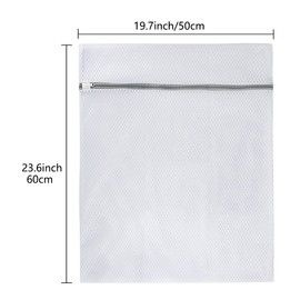 Vivifying Mesh Laundry Bag, 2 PCS Large Washing Machine Bag with Zip, 23 x 19 inch Coarse Net Washing Bag for Delicates,Clothes (White)