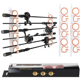 KastKing SafeGuard Fishing Rod Holder for Garage, Wall or Ceiling Mounted Fishing Rod Rack Storage Organizer, Fishing Pole Holder Holds 6 Rods or Combos in Less Than 18 Inches