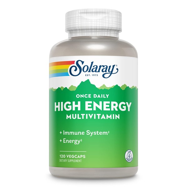 SOLARAY Once Daily High Energy Multivitamin, Immune System and Energy Support, Whole Food and Herb Base Ingredients, Men’s and Women’s Multi Vitamin, 120 Servings, 120 VegCaps