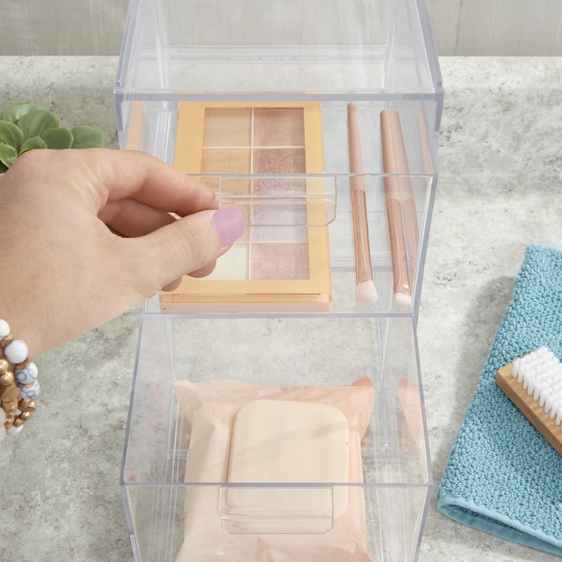STORi Audrey Stackable Clear Bin Plastic Organizer Drawers | 2