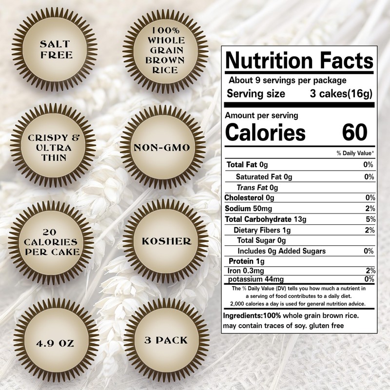 Salt Free Rice Cakes Unsalted - Ultra Thin Rice Cakes
