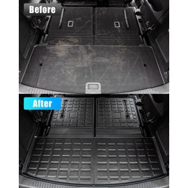 Dattumar Cargo Mat Compatible with 2020-2025 Ford Explorer TPE All Weather Trunk Mat Back Seat Cover Protector for 6&7 Passenger 2024 Explorer Accessories (Upgrade Trunk Mat with Backrest Mat)