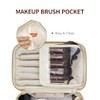Travel Makeup Bag, Large PU Leather Cosmetic Case with Brush