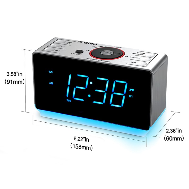 Alarm Clock Radio with Bluetooth Speaker, Digital FM Radio, Dual