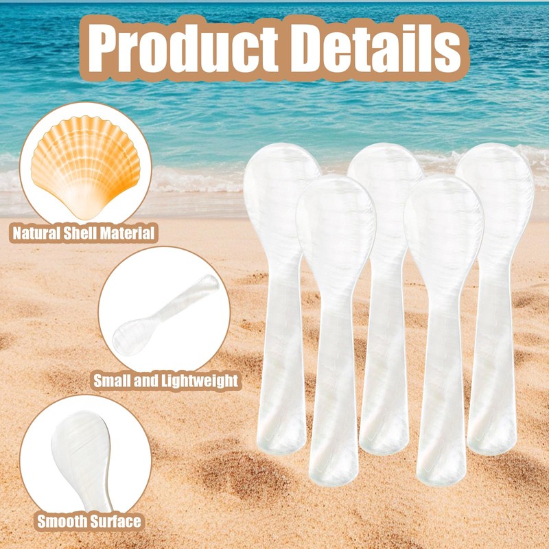 LLMSIX 5pcs Caviar Spoons, Mother of Pearl Spoon with Hand