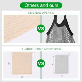 Reusable Bags Produce Bags Reusable Washable - Vegetable Bags, Grocery Bags, Cotton Mesh Bags for Farmers Market, Beach, and Refrigerator Storage Vege