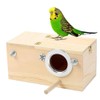 Natural Wood Parakeet Nesting Box Bird Breeding House with Detachable