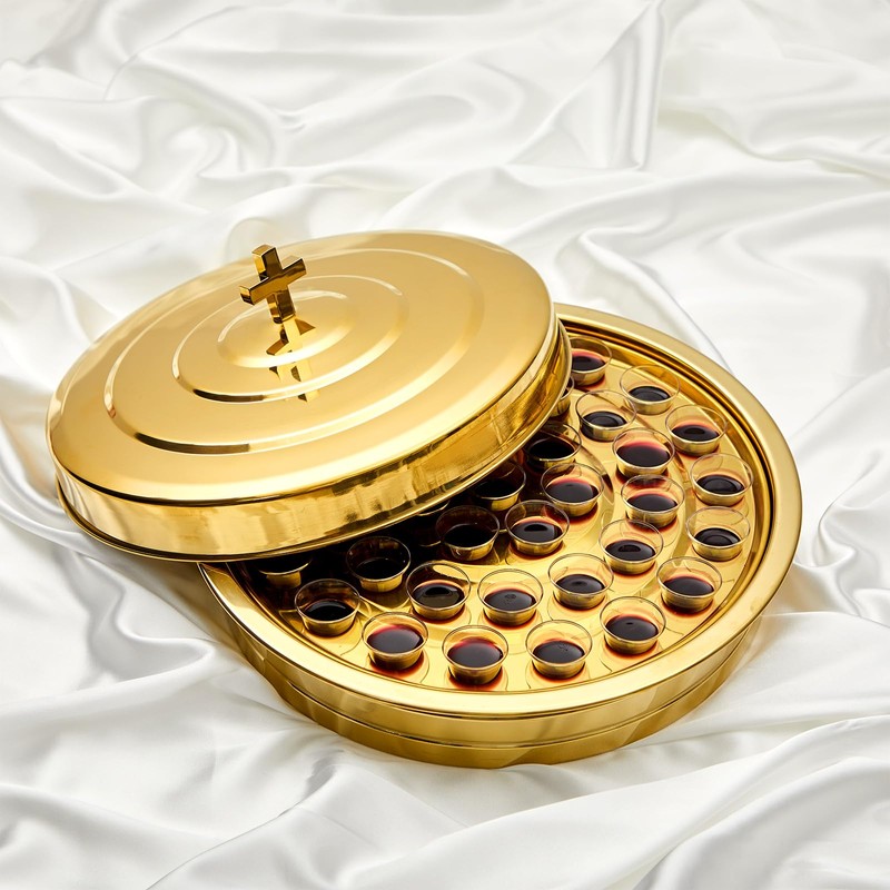 Zhehao 1 Set Holy Communion Trays for Churches with Lid,