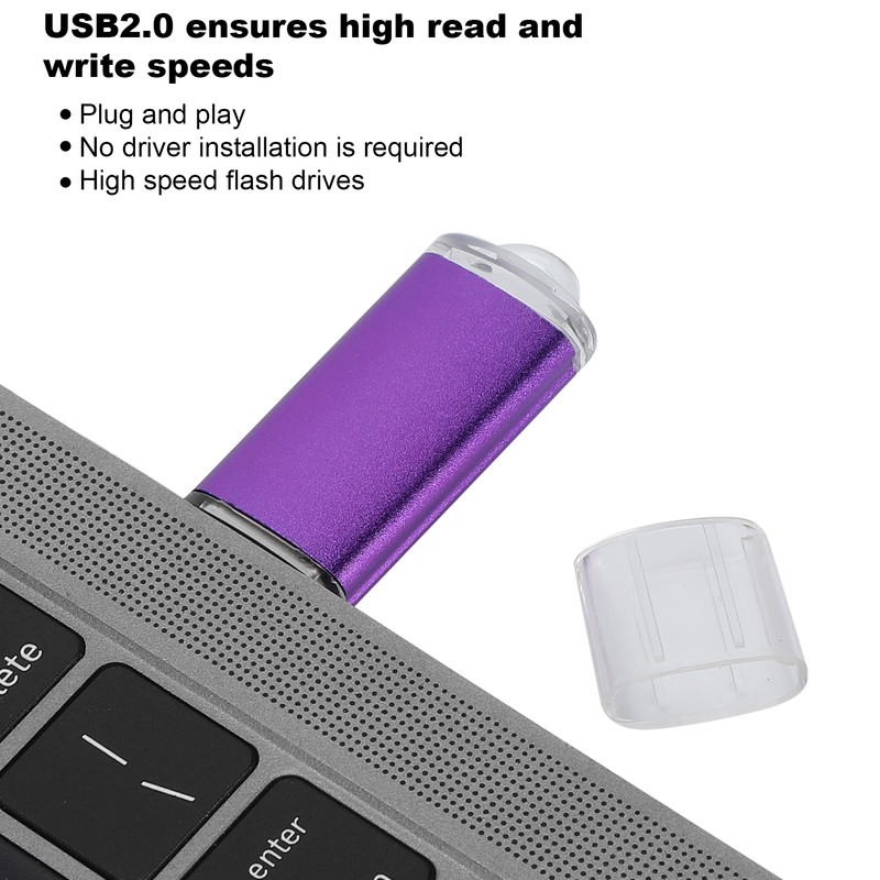 USB Flash Drive Transparent Cover Purple Portable Storage Memory Stick