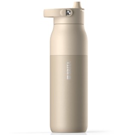 BRITA LARQ Essential Water Bottle (1L) Beige Stainless Steel Water Bottle, Double-Walled Insulation (24 Hours Cold) Includes Straw & with Removable Soft-Touch Handle, Dishwasher Safe