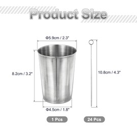 PATIKIL Stainless Steel Cocktail Toothpicks 4.3Inch, 24 Pack Cocktail Picks Reusable Cocktail Skewers with A Storage Cup for Drinks Family Gatherings Afternoon Tea Bars, Silver Style 14
