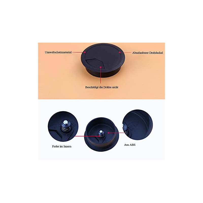 ZESLIV ABS Cable Grommet for Desk Cable Pass for Table
