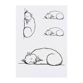 4 x 'Cat Napping' Temporary Tattoos - Water Resistant, Skin-Safe, Non-Toxic Transfers, Mixed Sizes (TO00075026)