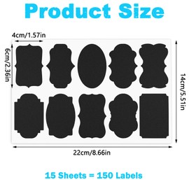 Maxqzin 150 PCS Chalkboard Labels, Chalk Labels Black Label for Jars Removable Assorted Shapes Coffee Syrup 10 Shapes Waterproof Kitchen for Containers for Home Office Kitchen