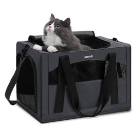pecute Cat Carrier Stable, Pet Carrier Breathable and Portable, Cat Carriers Bag with Scientific Hidden Partition, Carriers for Cat Under 5kg, Dog Carriers Suitable for Travel and Outing, Dark Gray