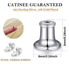 Catinee 2 Pairs Bullet screw on earring backs,925 Sterling Silver Earring Backs For Studs Secure,Hypoallergenic Earring Backs Can Be Safely Locking Earring Backs For Studs