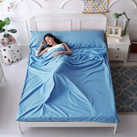 Sleeping Bag Liner Adult Sleep Sack Lightweight Portable Travel Sheets for Hotel Double Sleeping Bag Liners for Camping Backpacking Hotels (Blue)