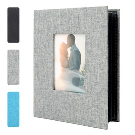 Album de Fotos, Grande Álbum para Fotos, Album de Recortes de 50 Hojas, Capacidad para 200 Fotos de 11x15 cm, Regalo de Aniversario para Bebe, Bodas, Familia Gris