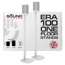 Sound bass ERA 100 Floor Stand, Twin (2pcs), Compatible with Sonos ERA100 & ERA 100 SL, Sonos ONE & Play:1 Speakers, Accessories Included. Designed in The UK, Double, Pair (White)
