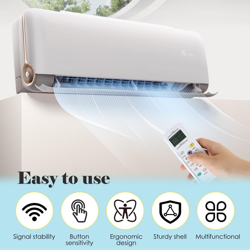 2 white universal remote controls for air conditioners, compatible with