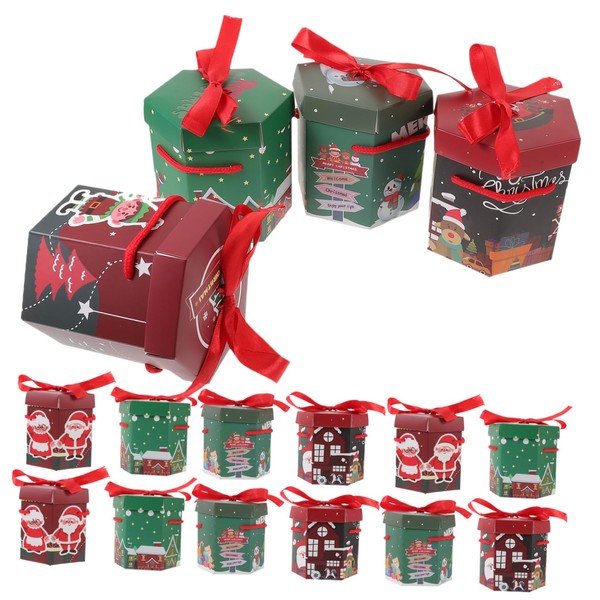 KICHOUSE Christmas Candy Boxes 16 Pack Goodie Bags Party Favor
