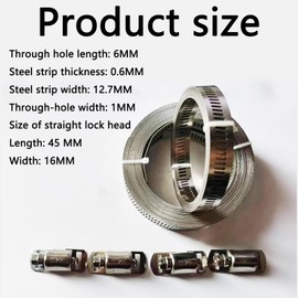 Jubilee Clips, 2m/6.6ft Adjustable Large Jubilee Clips Assorted with 5 Pcs Fasteners, DIY Large Hose Clamps, Adjustable Pipe Clamps Worm for Home Gas Pipe, Fuel Line, Exhaust Ducting, Plumbing