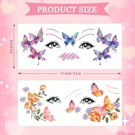 Konsait 20 hojas de tatuajes temporales de mariposa con purpurina para mujeres y niñas, tatuajes de mariposa, tatuajes de Halloween, maquillaje facial