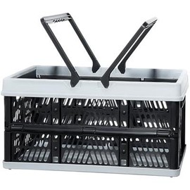 Happybuy Collapsible Shopping Basket, 3 Pack, 16L Plastic Foldable Storage Crate with Handle, Grocery & Vegetable Carrier, Ideal for Retail Shopping, Black