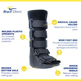 Brace Direct CAM Fracture Walker Boot Tall - Medical Full Recovery, Protection, Support and Healing Boot - Toe, Foot or Ankle Injuries, Foot Fractures or Sprains