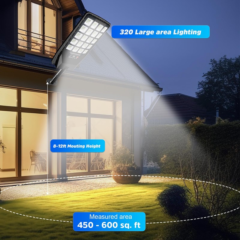 2 Pack Solar Street Lights Outdoor Waterproof, 6500K 20000LM Wide