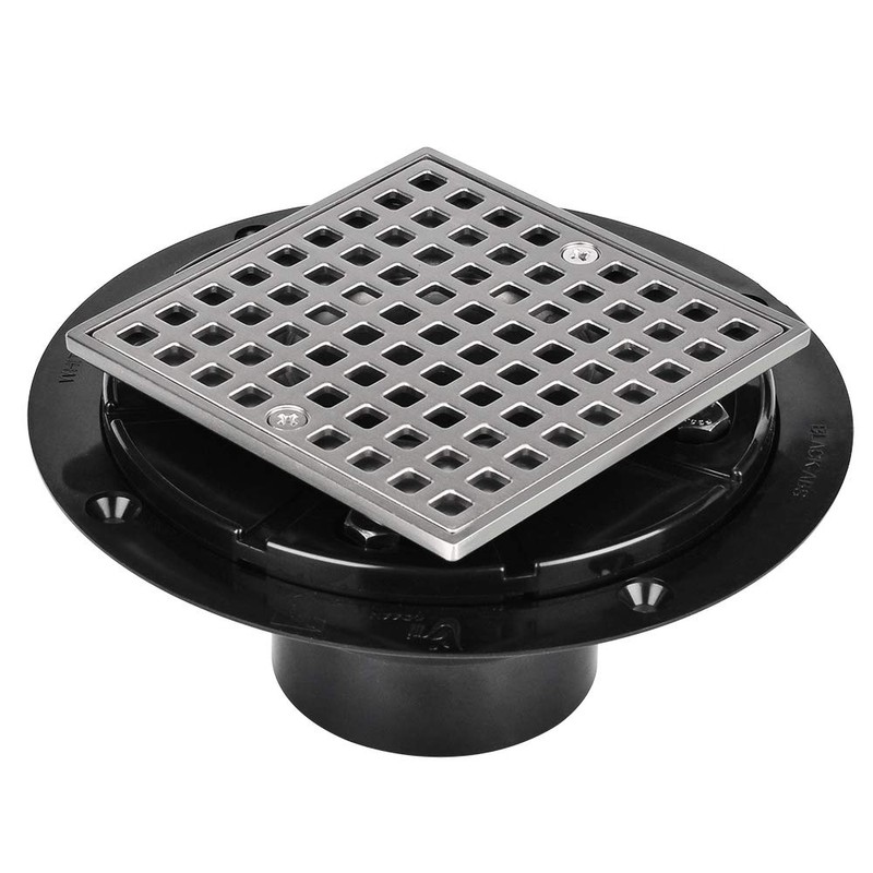 Annde 4-1/4 Square Floor Shower Drain, Shower Drain Base for