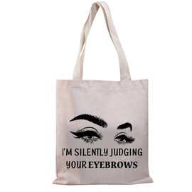 PLITI Esthetician Tote Bag Beautician Gift I'm Silently Judging Your Eyebrows Funny Esthetician Supplies Bag (judging eyebrows TG)