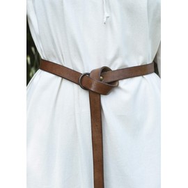 Battle-Merchant Medieval Leather Belt for Men and Women, LARP Medieval Belt, Narrow Viking Pirate Fancy Dress Costume, brown