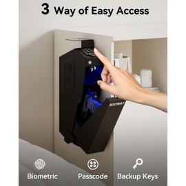 Gun Safe, Mounted Biometric Pistol Safe Drop Down Gun Lock Box for Handgun with 3 Ways Quick Access Bedside Pistol Case for Nightstand, Desk, Wall, Dresser