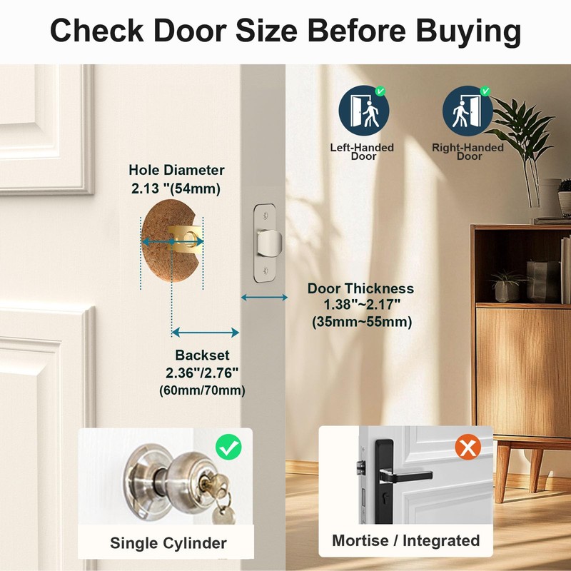 Smart WiFi Door Lock with Handle: SMONET Keyless Entry Lock