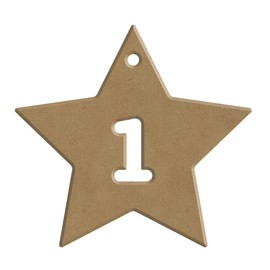 24 Star Advent Calendar - 6mm PEFC Certified 100% - Wooden Christmas Decoration