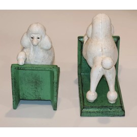 Unbranded Pair of Cast Iron White Standard Poodle Bookends Heavy