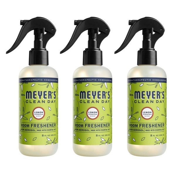 MRS. MEYER'S CLEAN DAY Room and Air Freshener Spray, Non-Aerosol Spray Bottle Infused with Essential Oils, Lemon Verbena, 8 fl. oz - Pack of 3