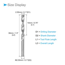 CoCud Carbide Solid Drill Bit 2.55mm Diameter K35 Tungsten Carbide Precision Short Length Twist Drill Bit Application for Stainless Alloy Metal 1 Pack