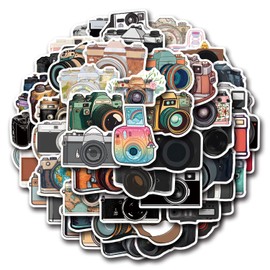 55Pcs Camera Stickers Pack, Photography Aesthetic Waterproof Vinyl Stickers and Decals for Scrapbook Laptop Luggage Phone, Bike,Teens Adults Kids Gifts(Camera)