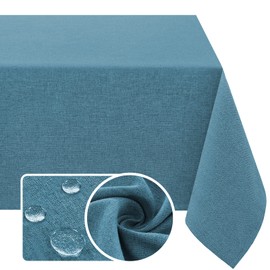 H.VERSAILTEX Linen Textured Tablecloth Rectangle 60 x 120 Waterproof Solid Linen Tablecloth Spill-Proof Linen Look Cover for Party Table Extra Soft and Thick Fabric Wrinkle Free, Heather Storm Blue