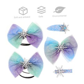 Baluue Fashion Hairpin Set 5pcs Bow Hair Ties Snowflake Clips Hair Accessories for Girls Ideal for Daily Wear Parties Birthdays Travel Special Events