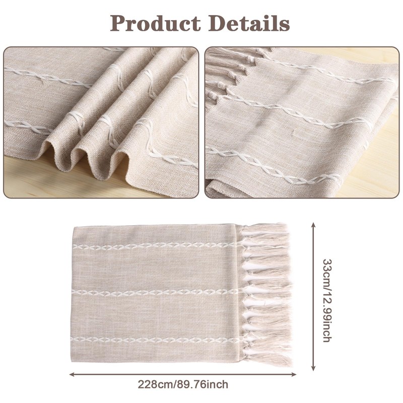Cotton Linen Table Runner, Table Runner Rustic Style Table Runner