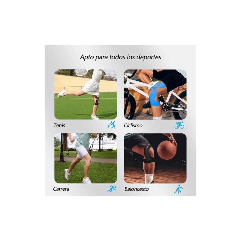 Mythya Cinta Kinesiologica para Rodilla 12 Piezas, Kinesiologia Profesional Resistente