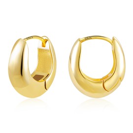 ALEXCRAFT 14K Small Chunky Gold Hoop Earrings for Women Huggie Thick Hoops Earrings Jewelry Gift