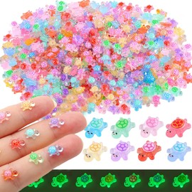 BoAn 200Pcs Mini Resin Animals Turtles, Luminous Mini Turtle Figurines Glow, Hide Miniature Figures Glow in The Dark Small Plastic, for Fairy Garden Micro Landscaping Dollhouse Home Decor Crafts