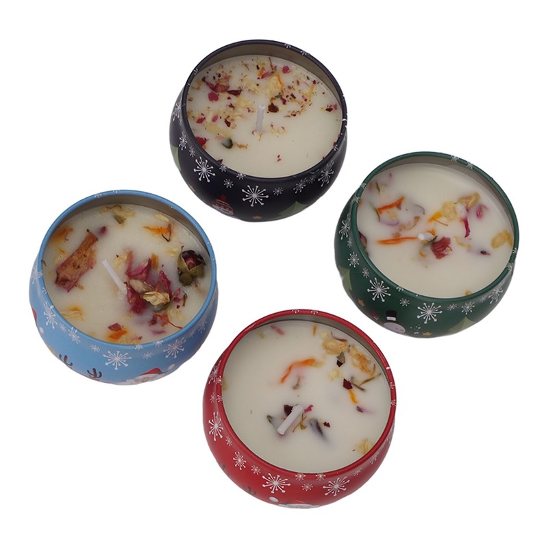 4Pcs Christmas Scented Candles Gifts Set Soy Wax Plant Oil