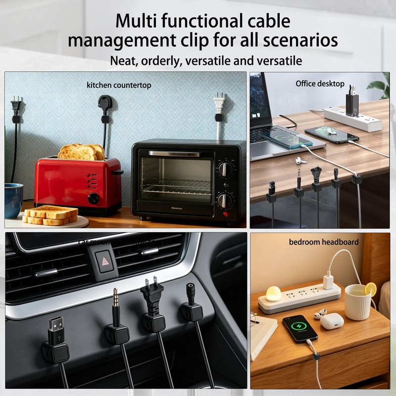 Magnetic Cable Clips 80 Pack Cord Organizer Holder - Adjustable