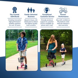 KneeRover Steerable Knee Scooter Knee Walker for Adults for Foot Surgery, Broken Ankle, Foot Injuries - Foldable Knee Rover Scooter for Broken Foot Injured Leg Crutch Alternative with Basket (Pink)